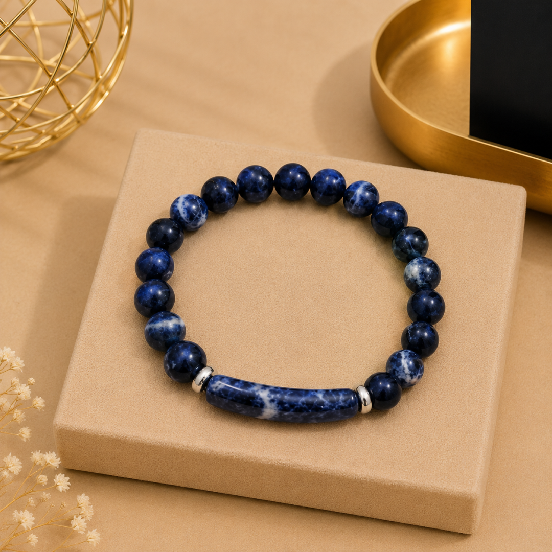 Sodalite Bead Bracelet — Stretch Cord