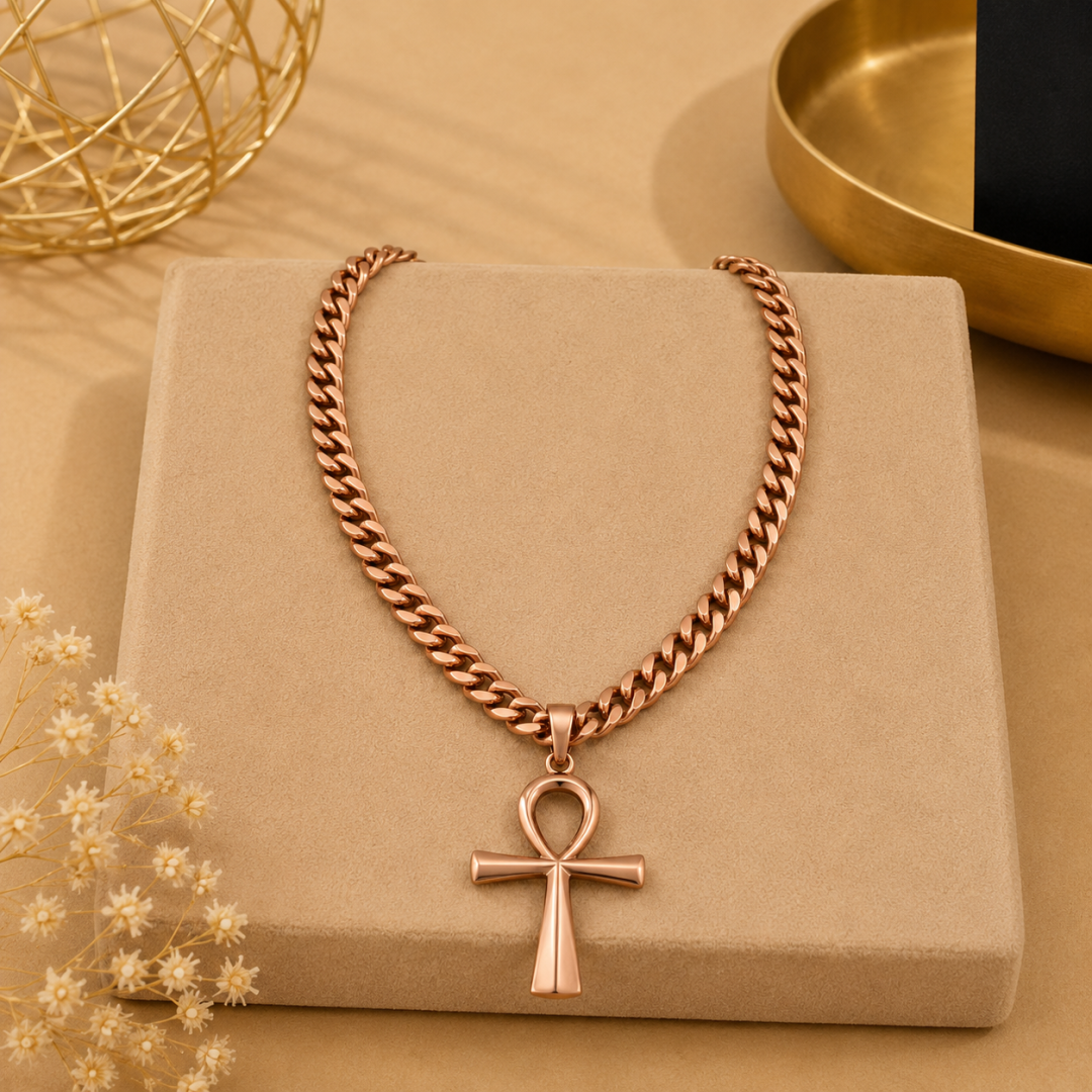 Cuban Links Copper Ankh Necklace